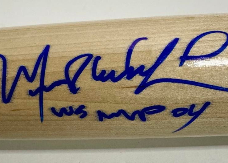 Manny Ramirez signed Blonde Louisville Slugger Bat w/Inscription Beckett COA
